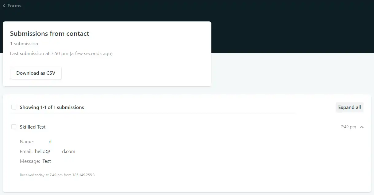 Voir les formulaires existant gérés par Netlify