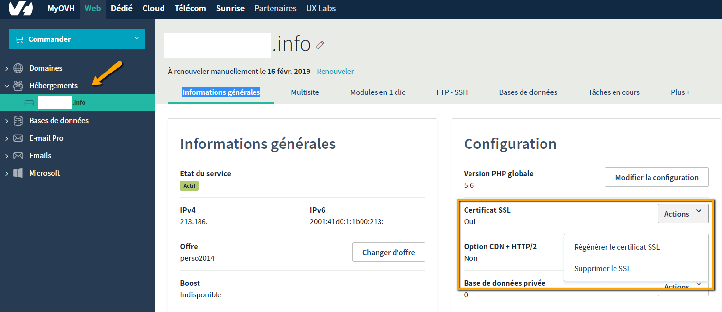 Certificat SSL OVH